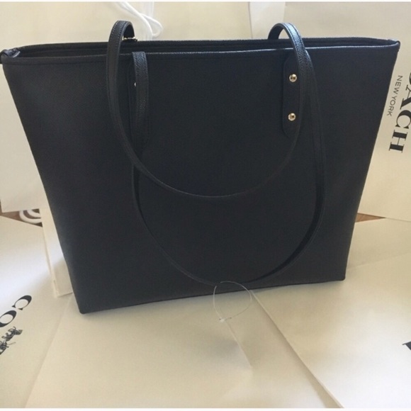 🌷coach city zip tote/black/shoulder bag/leather - Picture 2 of 8